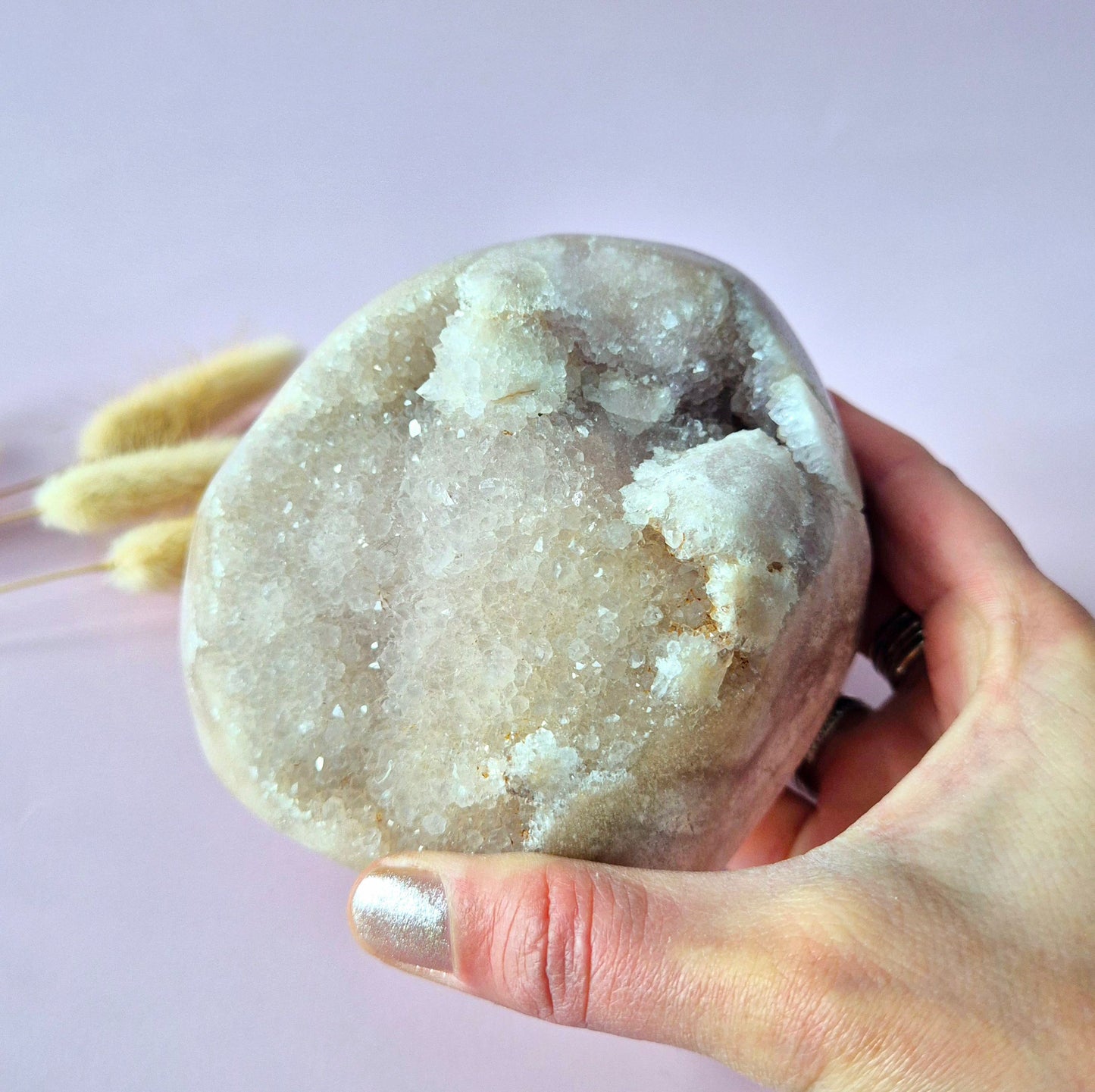 XL Edelsteen Druzy Pink Amethist Geode Freeform van 800 gram Statement Piece