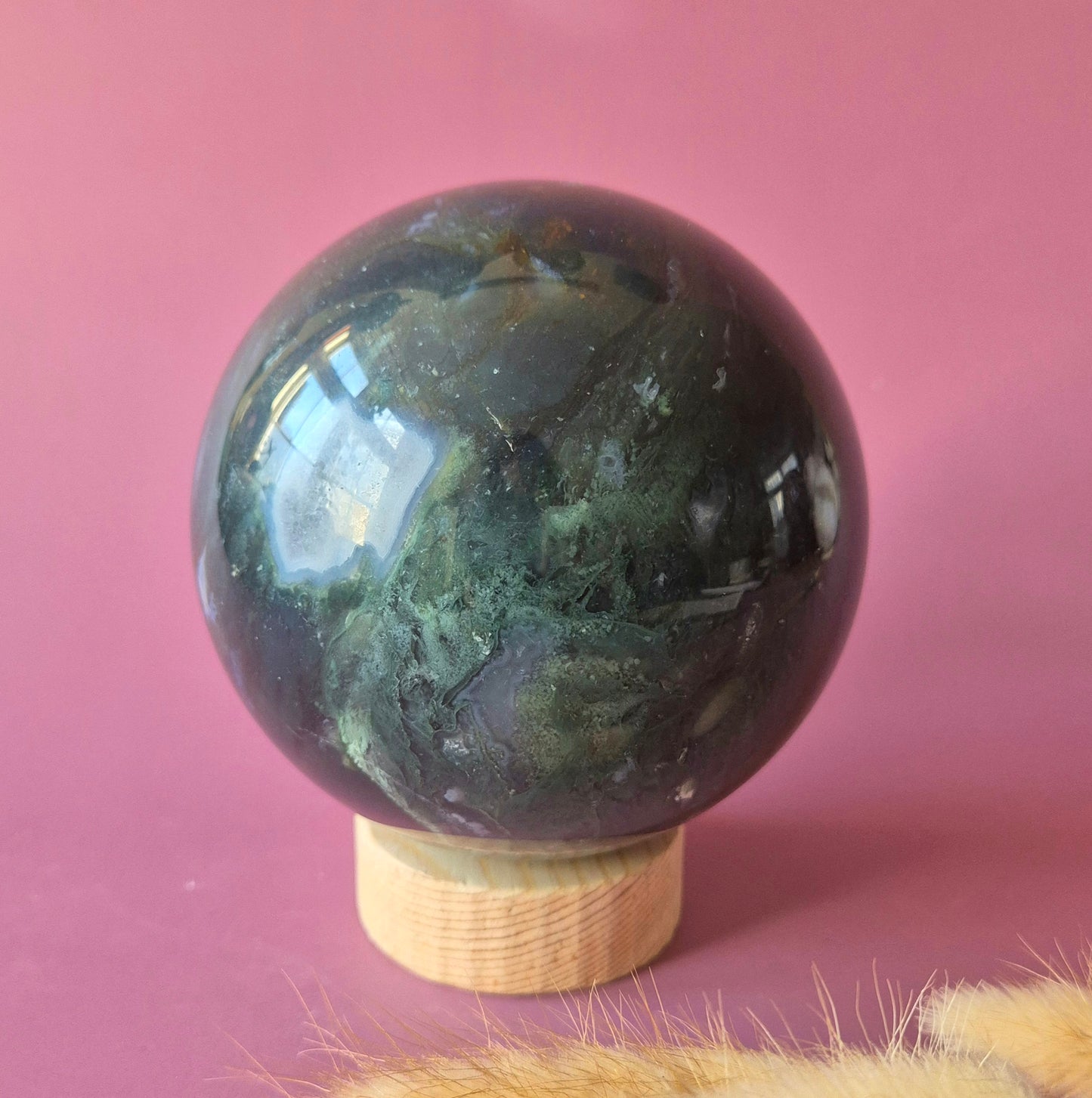Kristallen Edelsteen Bol Mosagaat Druzy Geode sphere 100mm 1297g