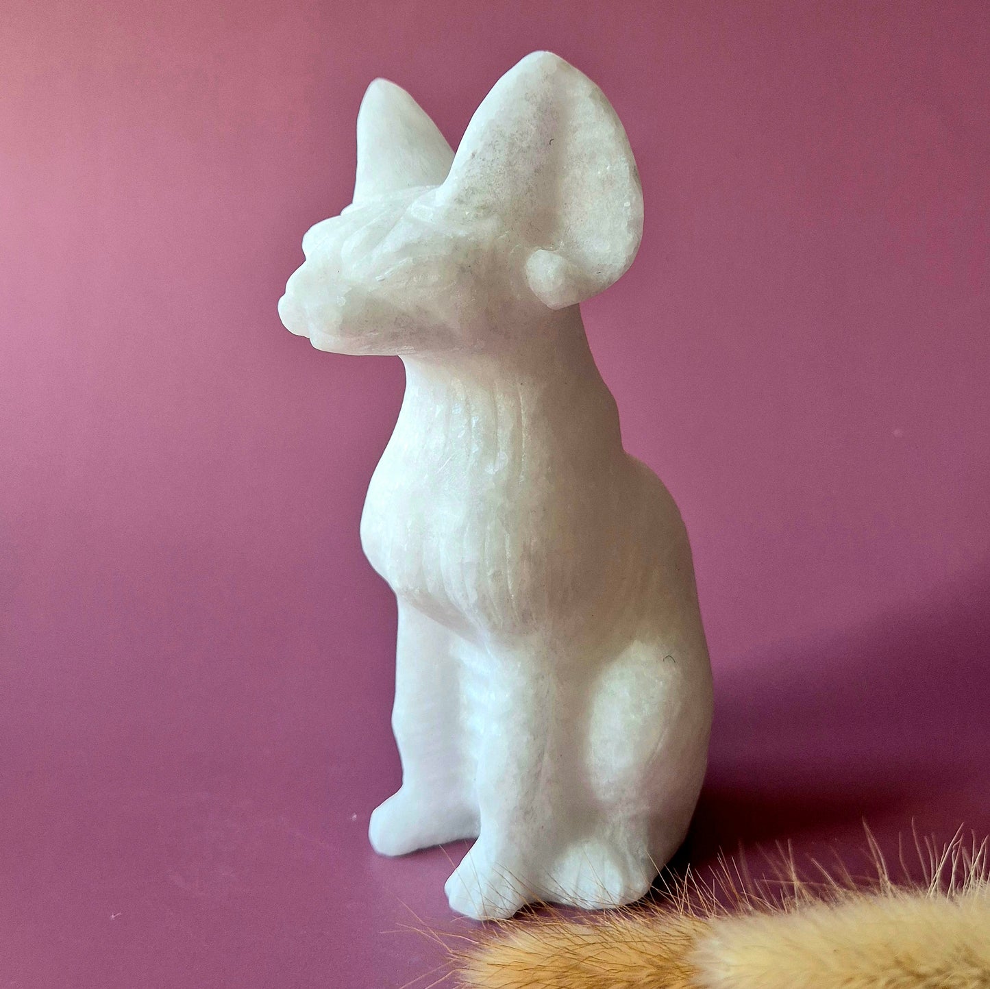 XL Edelstein-Katzenstatue aus Ozeanjaspis 16-18 cm – handgeschnitzt | Einzigartiges Dekorationsstück