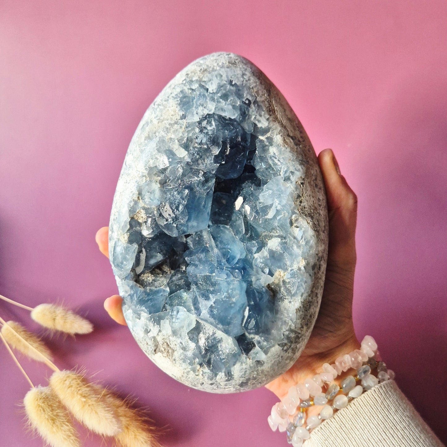 Celestite Geode Ei – 2450 gram | Hemelsblauw rustpunt met engelenenergie (Celestien)