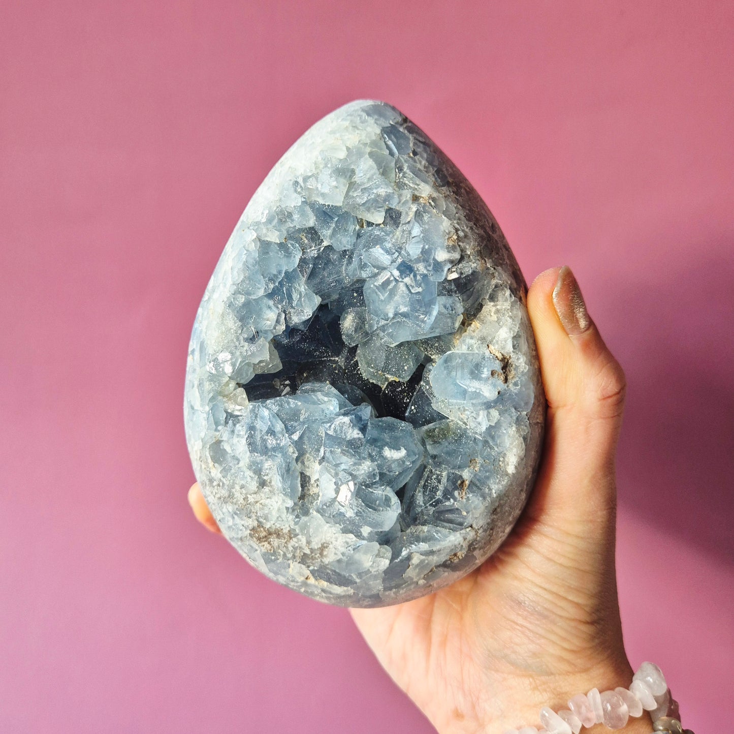 XL Celestite Geode Ei – 1637 gram | Hemelsblauw rustpunt met engelenenergie (Celestien)
