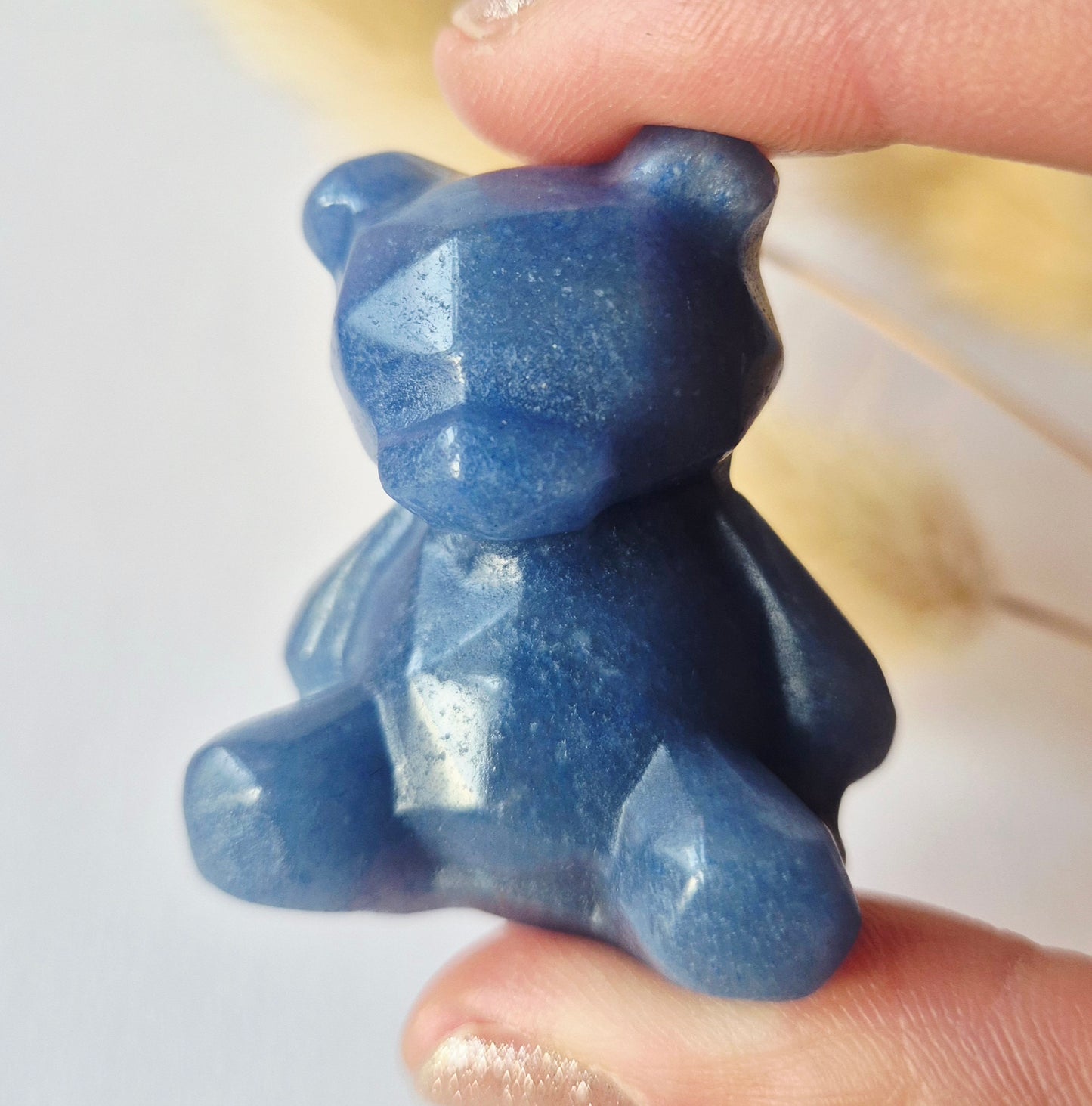 Edelsteen Facet Beer 4cm Crystal Carving – Blauwe Aventurijn