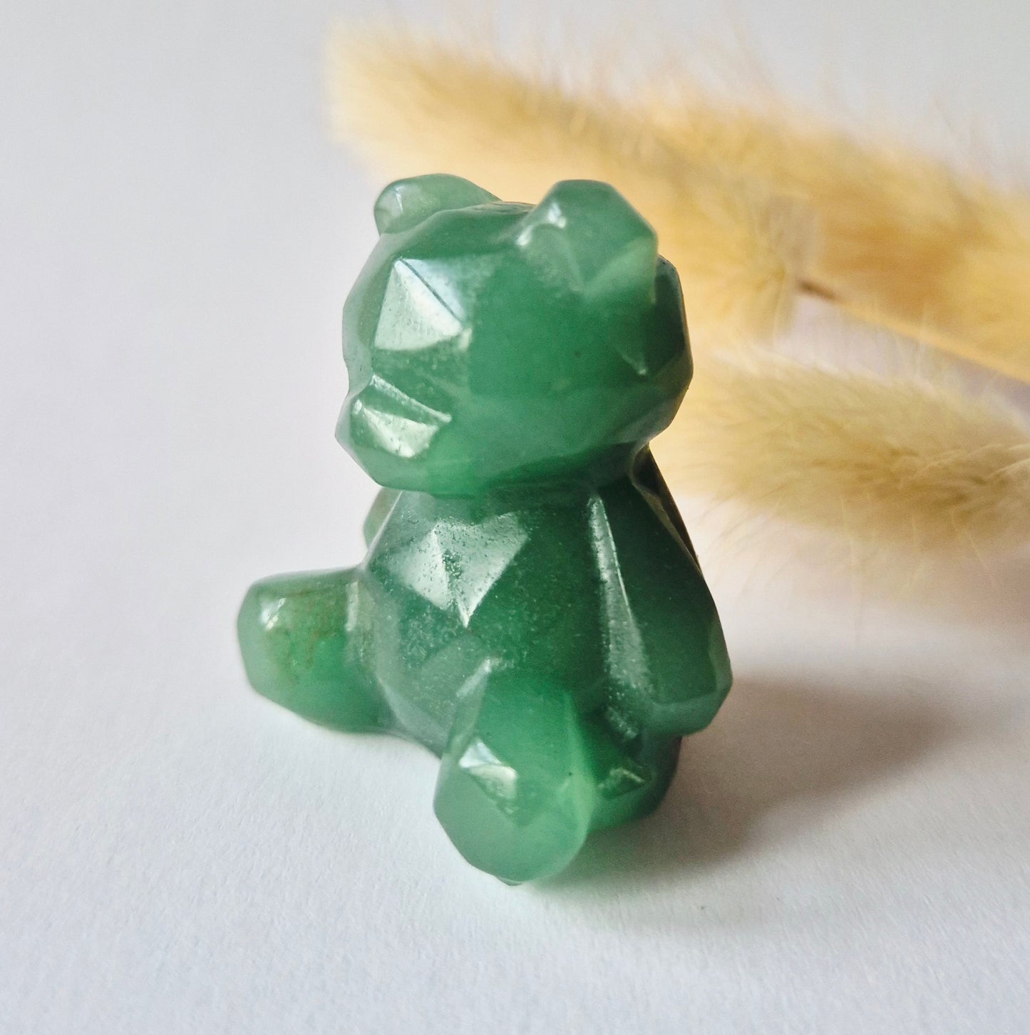 Edelsteen Facet Beer 4cm Crystal Carving – Groene Aventurijn