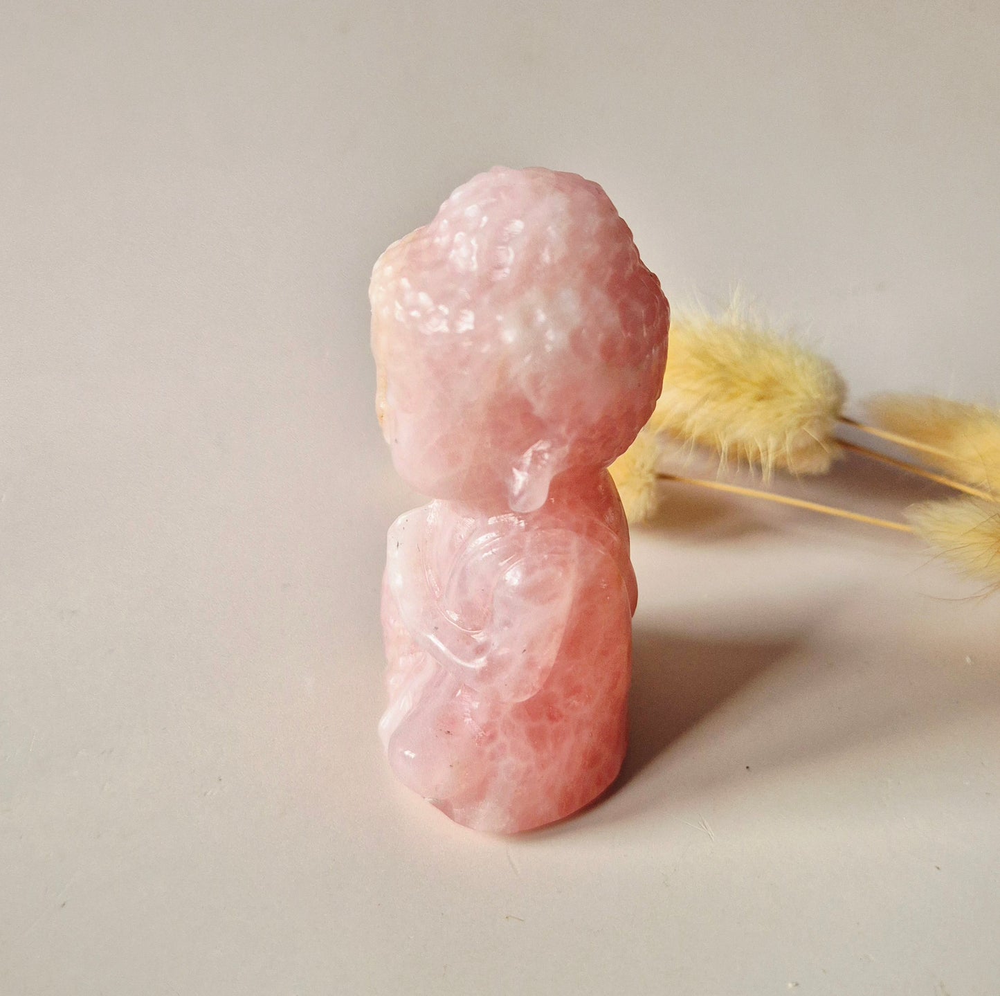 Rozenkwarts Edelsteen Buddha – 8 cm