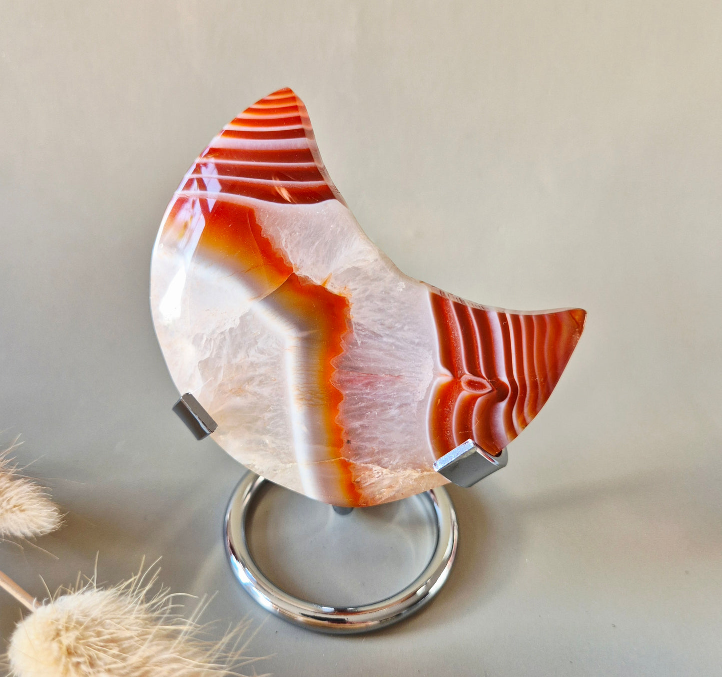 Gemstone Carnelian Druzy Heart on Stand #6 118g – Passion, Power & Sparkling Energy