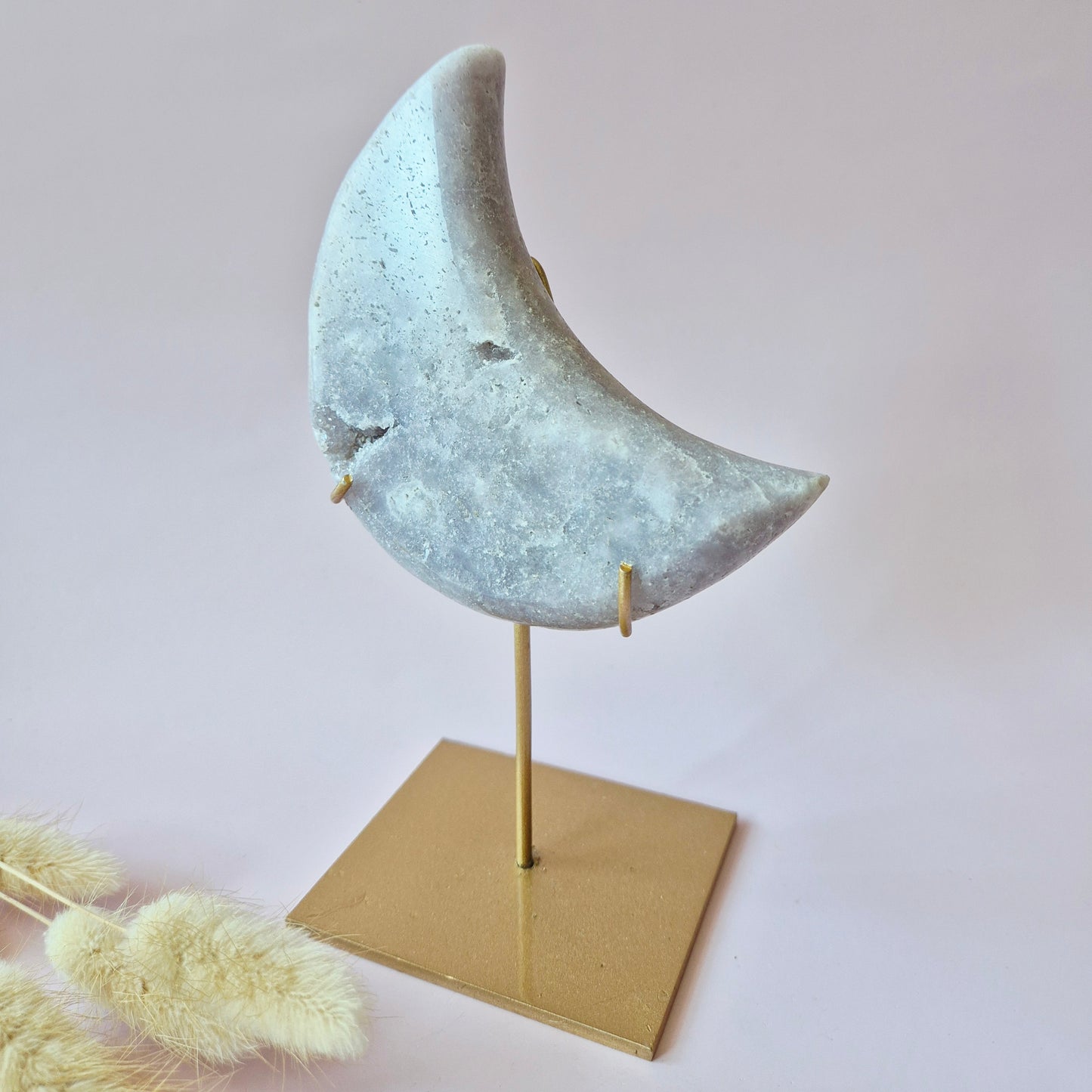 XL Edelsteen Druzy Pink Amethyst Maan – Hoge Kwaliteit #21 324g | incl. metalen standaard | uniek stuk Roze Amethist