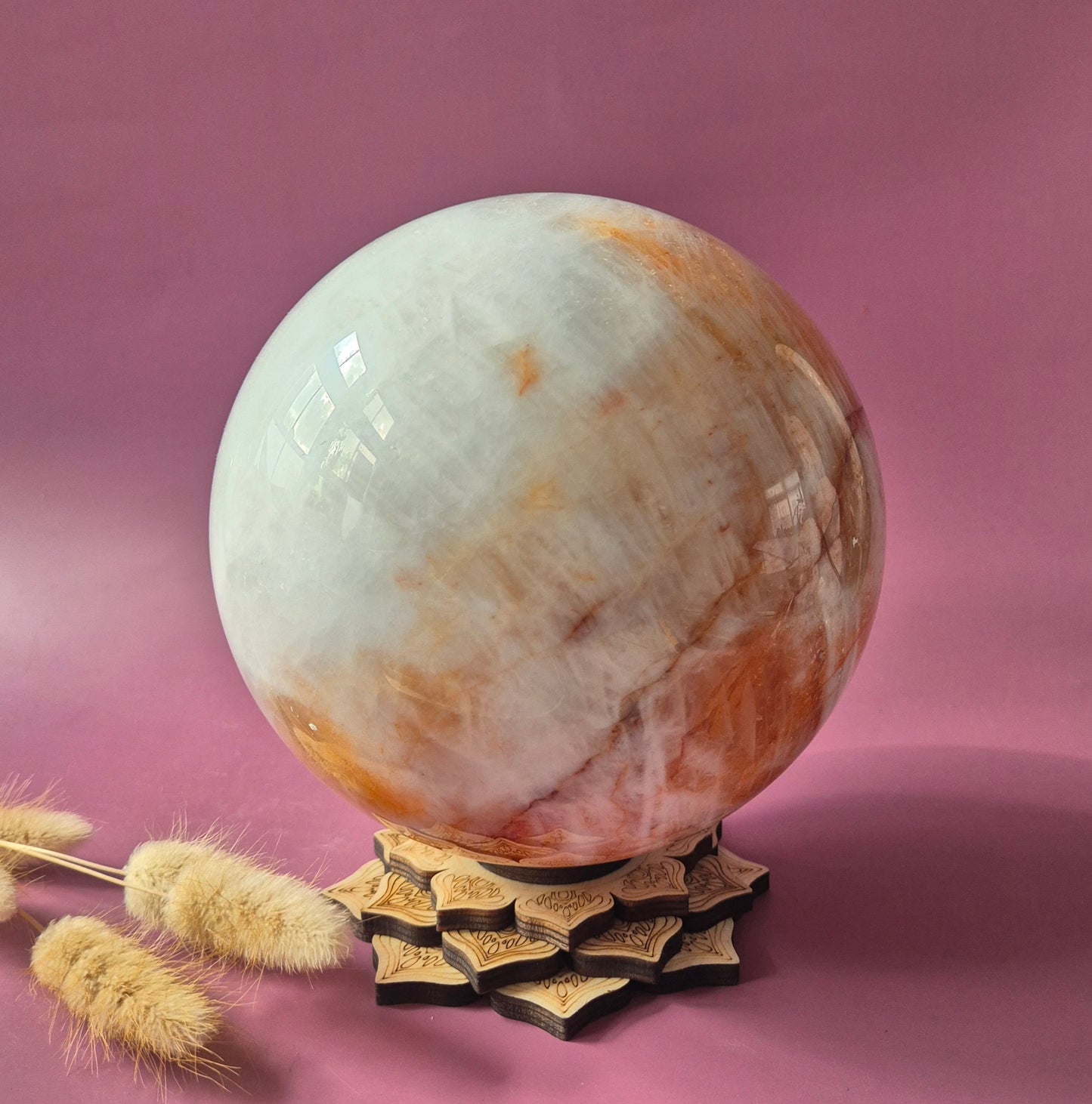 XXL Fire Quartz Crystal Ball – 13-14 cm (3259 grams) Statement piece Hematoid Quartz Sphere