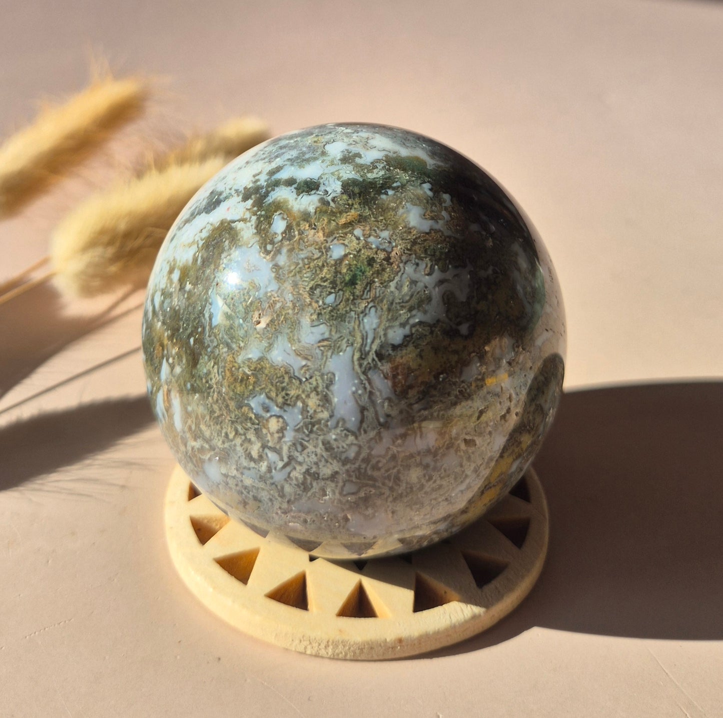 Crystal Gemstone Ball Moss Agate Druzy sphere 85mm - #1 834g