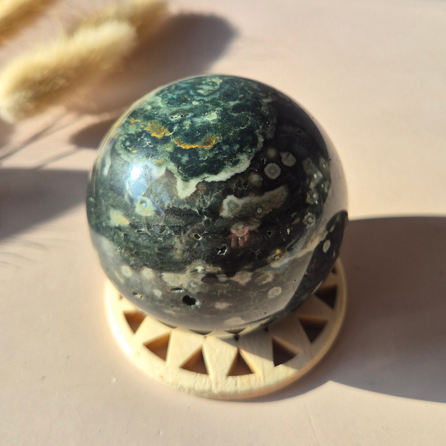 Kristall Edelstein Kugel Moosachat Druzy Kugel 82mm 700g