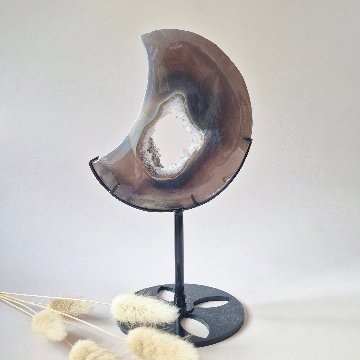 Edelstein (Druzy) Achatscheibe auf Ständer (11–14 cm) – #18 Erdung, Gleichgewicht & natürliche Schönheit