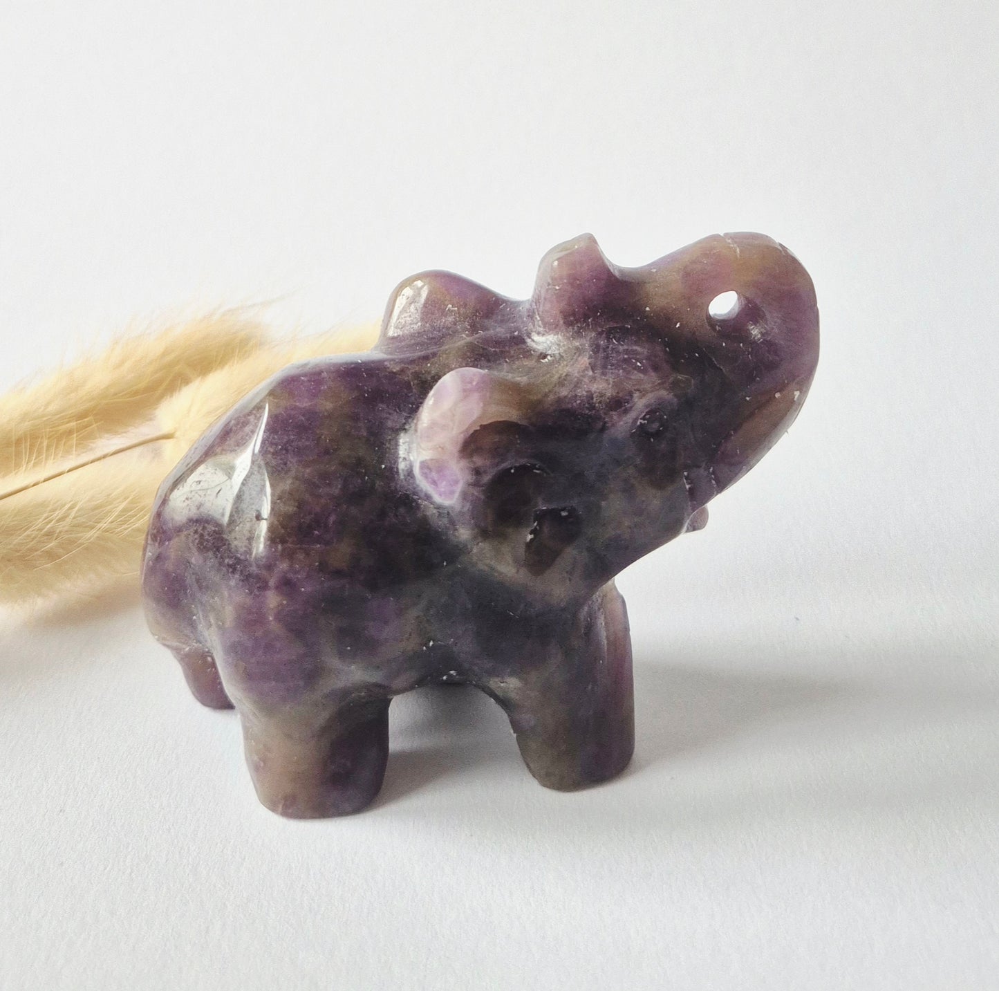 Dream Amethist Edelsteen Olifant 7x5cm – Handgesneden Kristallen Beeldje