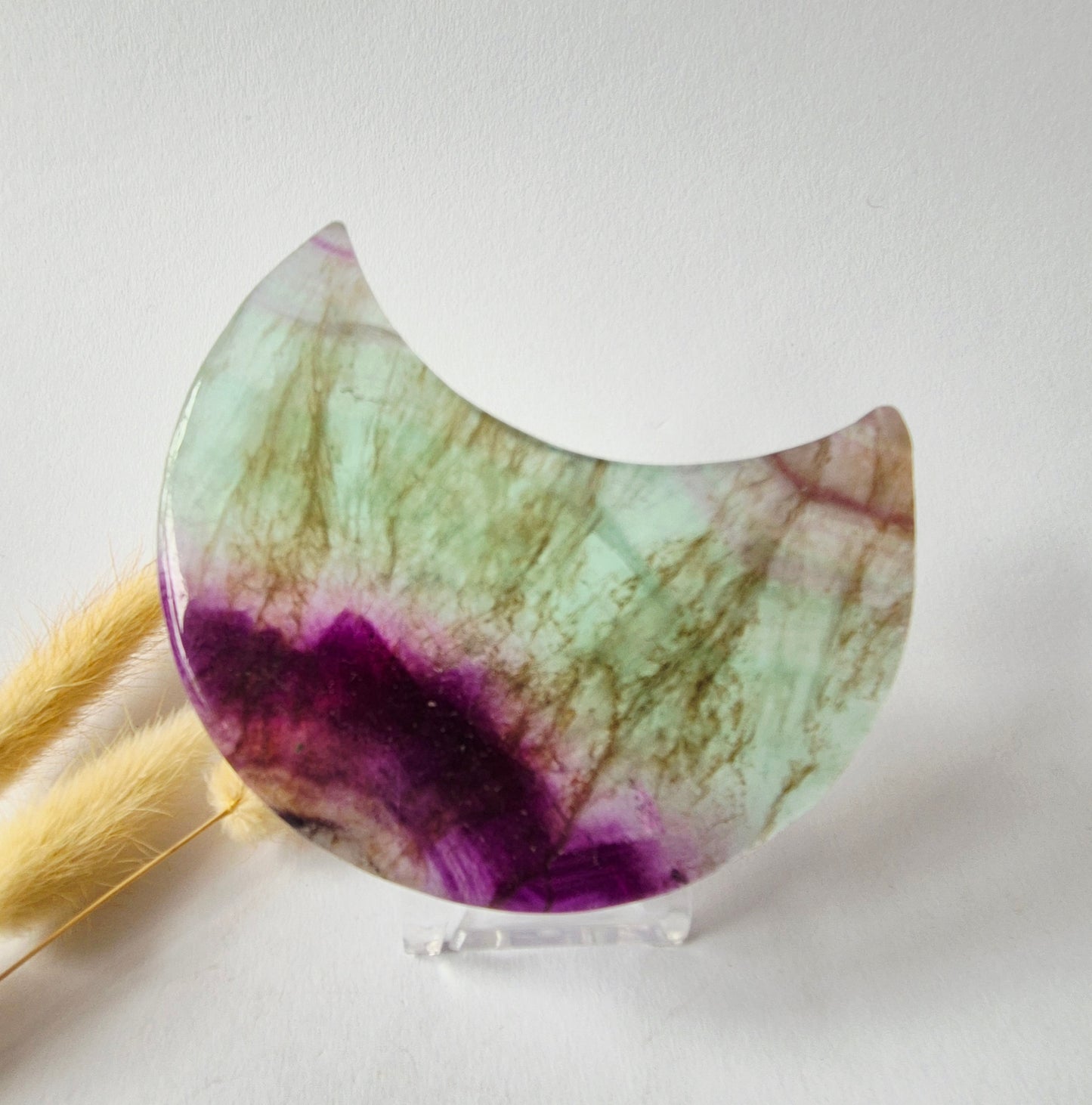 XL Large Rainbow Fluorite Heart including Metal Stand - #1. 13x13cm 636grams