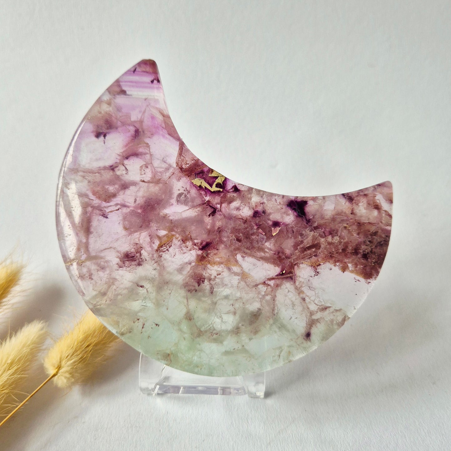 XL Large Rainbow Fluorite Heart including Metal Stand - #1. 13x13cm 636grams