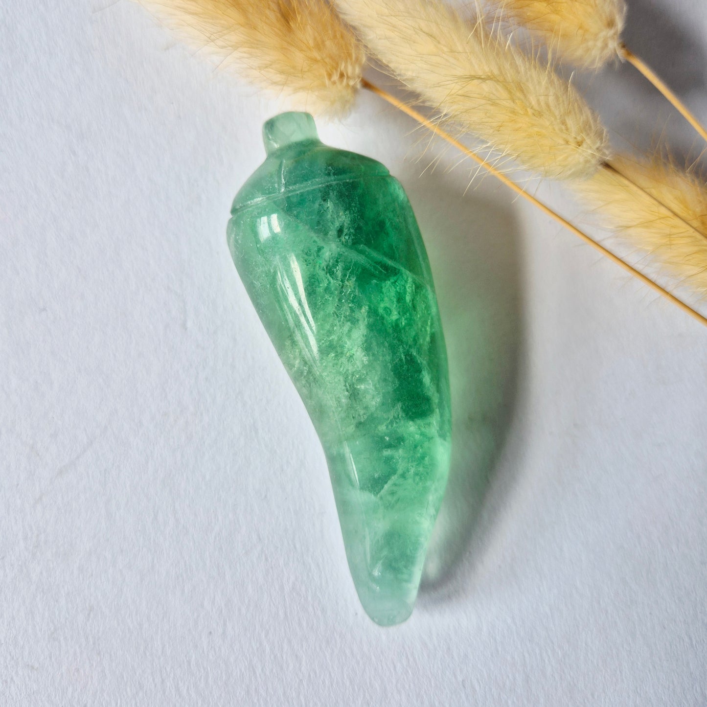 Groene Fluoriet Chili Peper Carving – ca. 8 cm