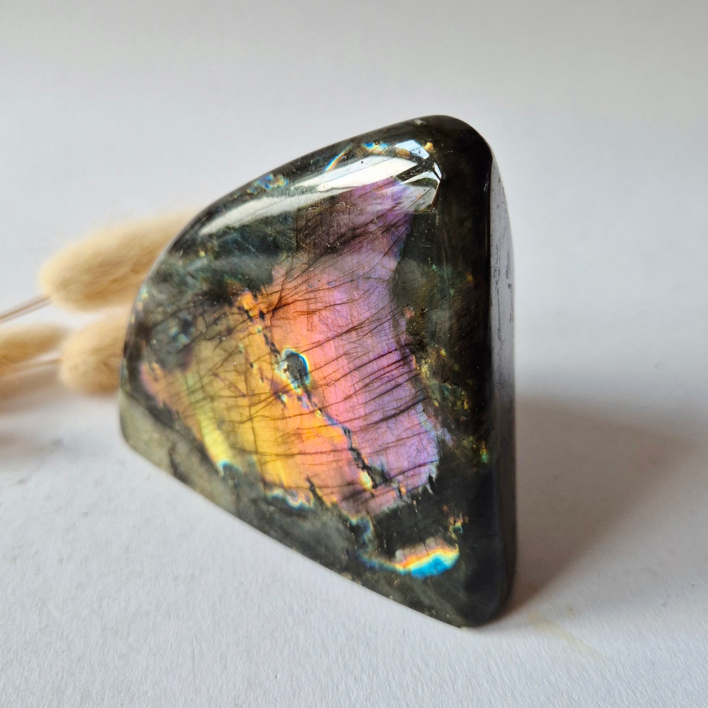 Premium Flash Labradoriet Freeform 474g | AAA Kwaliteit | Natuurlijke Edelsteen