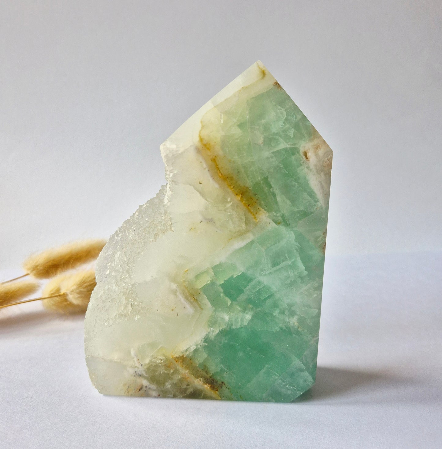 Groene Fluoriet Punt – Ruw & Gepolijst | Uniek Druzy Stuk 620gram