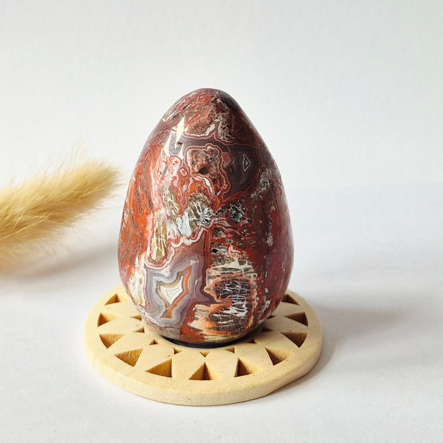 Druzy Mexican Crazy Lace Agaat Ei 147gr - Edelsteen Carving