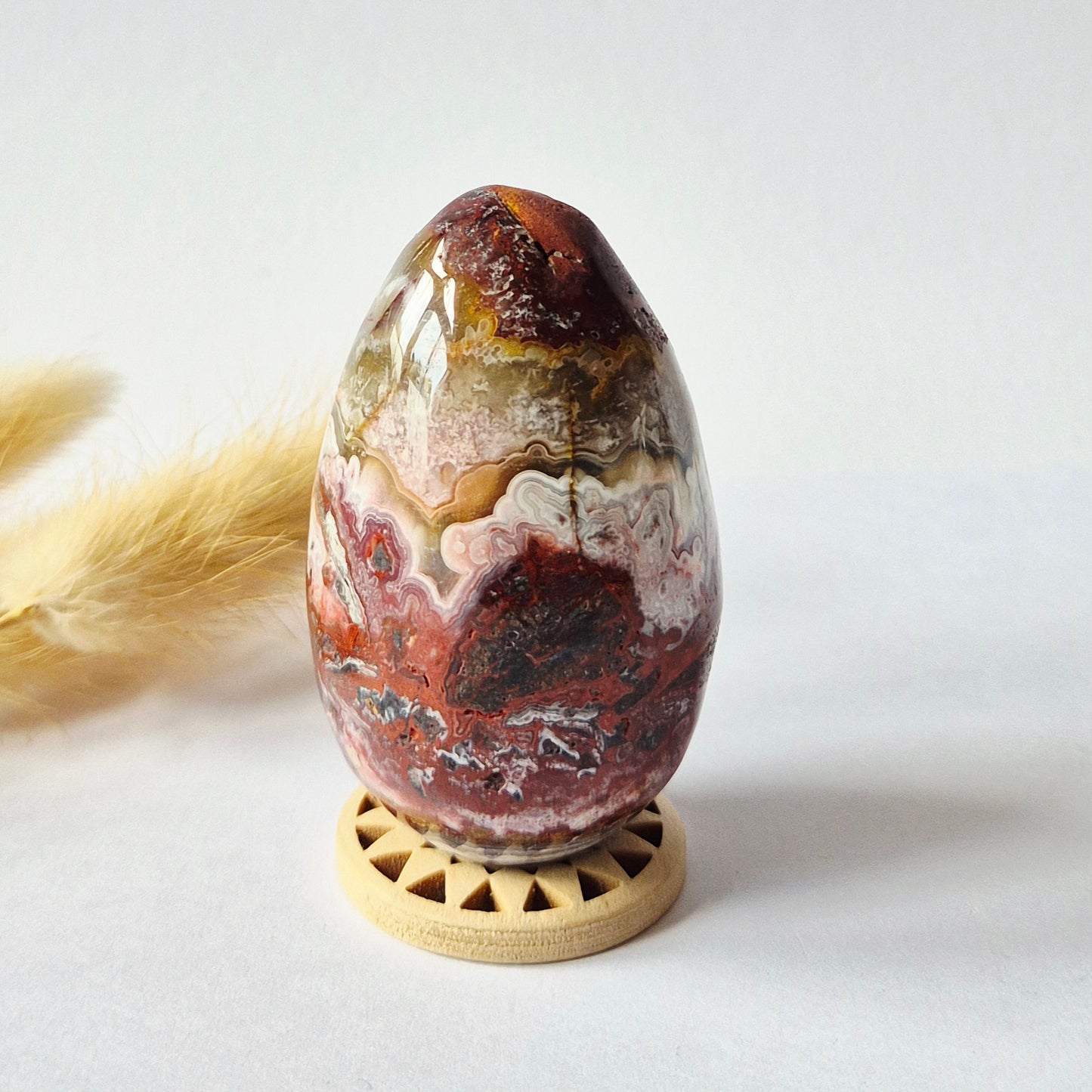 Druzy Mexican Crazy Lace Agaat Ei 130gr - Edelsteen Carving