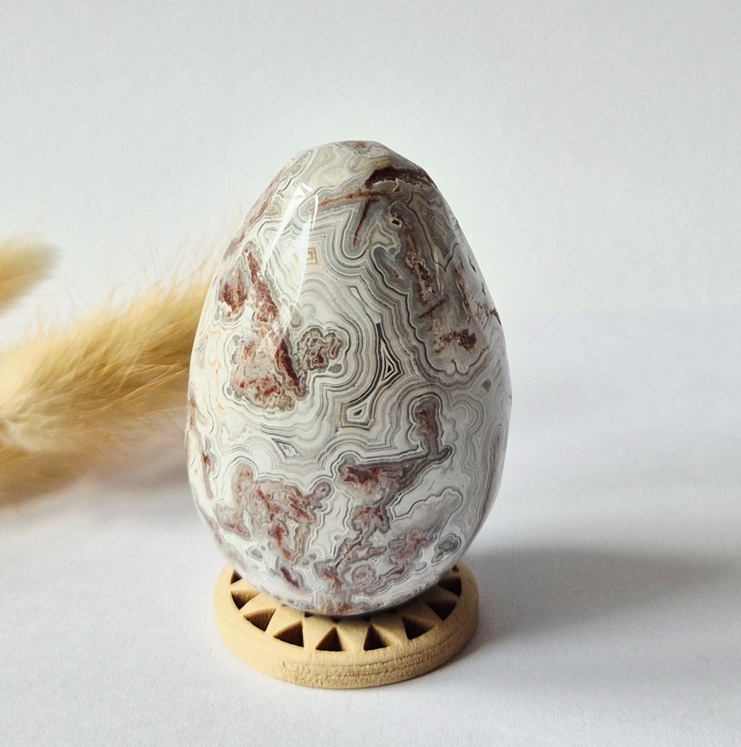 Druzy Mexican Crazy Lace Agaat Ei 131gr - Edelsteen Carving