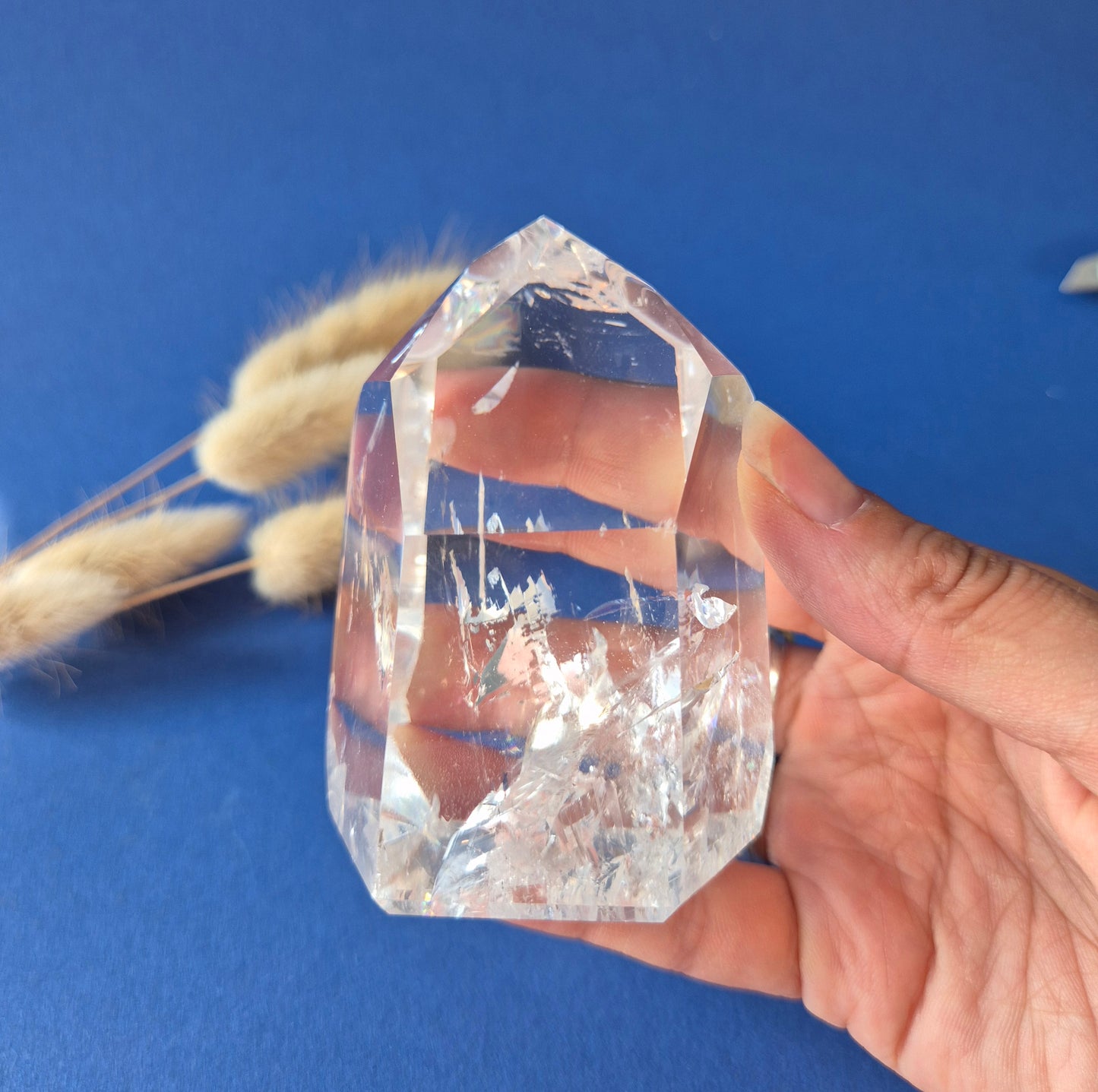 Premium Bergkristal Punt met Regenboog 284g – Clear Quartz Brazilië
