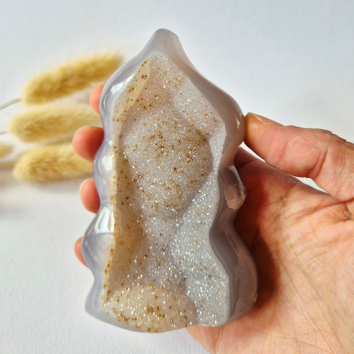 Druzy Agaat uit Uruguay – 237gram | Natuurlijke Geode Edelsteen