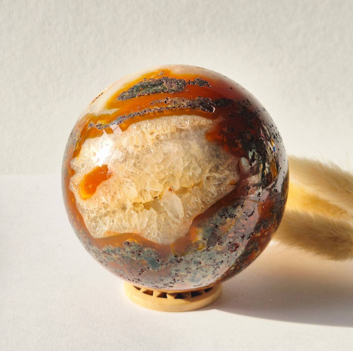 Rode Mosagaat Druzy Edelsteen Bol – 80 mm | 600 g