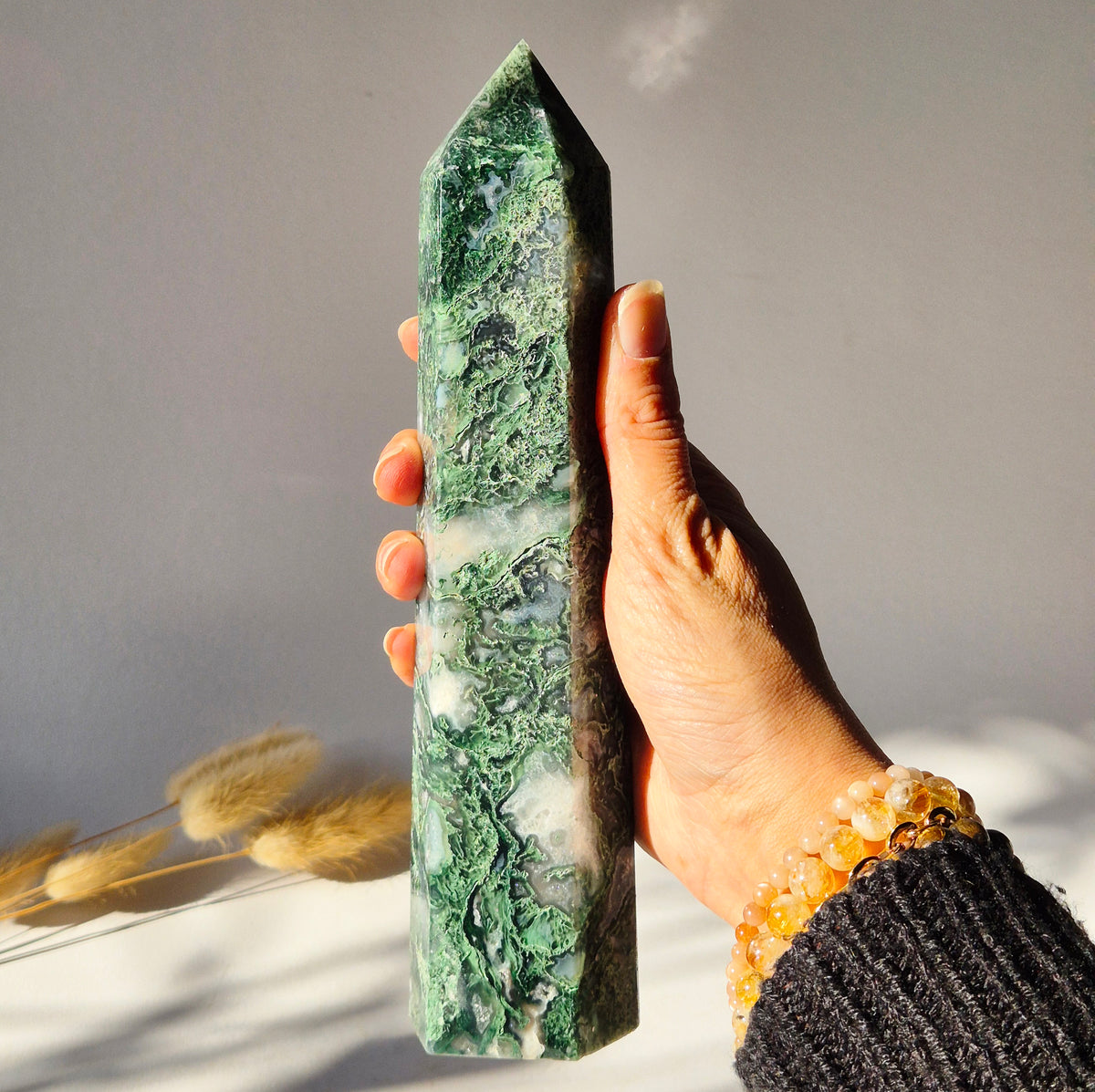 Gemstone Tiger Eye Scepter on Stand 15cm