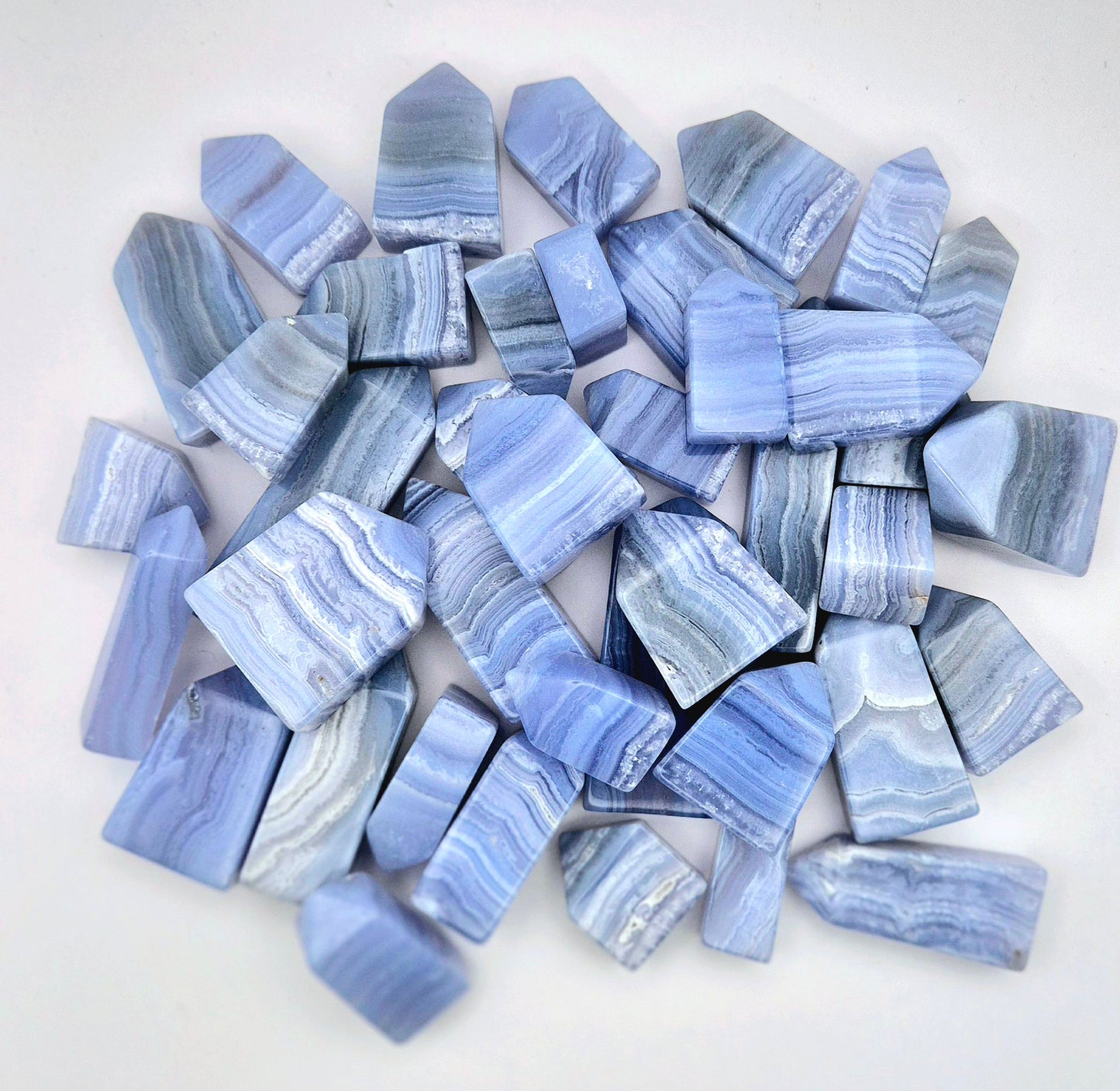 Mini points calming colors of Blue Lace Agate at Moonlight