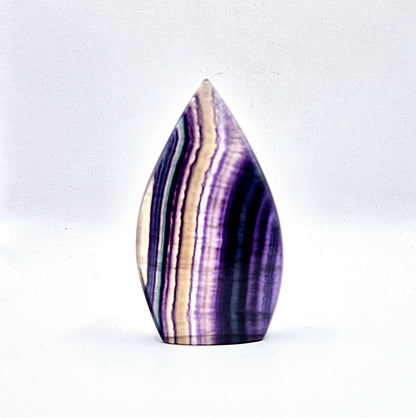 Kleurrijke Rainbow Candy Fluoriet - Druppelvormige Drop Staande Edelsteen Kristal Flame