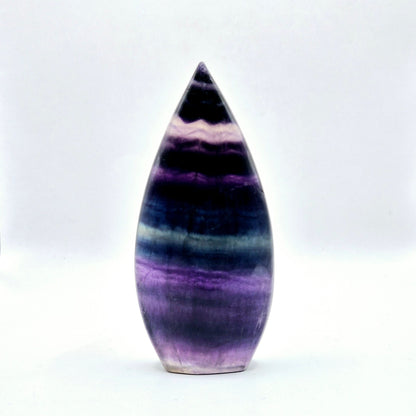 Kleurrijke Rainbow Candy Fluoriet - Druppelvormige Drop Staande Edelsteen Kristal Flame