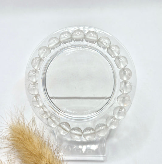 Edelsteen armband met 8mm ronde kralen - Bergkristal (Clear Quartz)