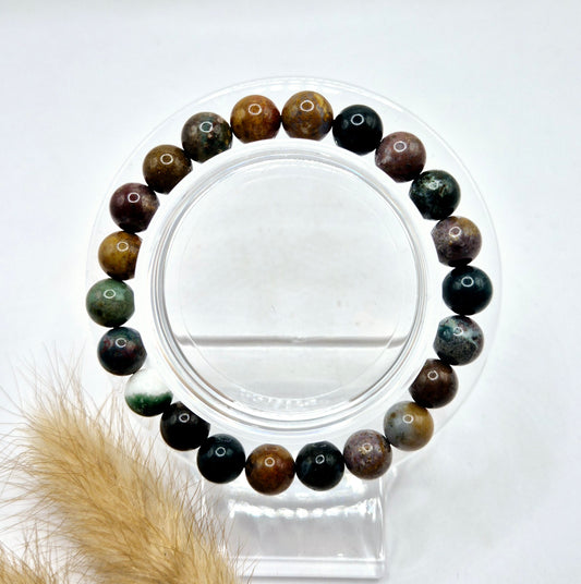 Edelsteen armband met 8mm ronde kralen - Ocean Jasper