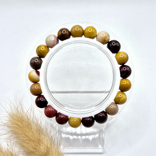 Edelsteen armband met 8mm ronde kralen - Mookaite Jasper