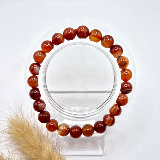 Edelsteen armband met 8mm ronde kralen - Sardonyx