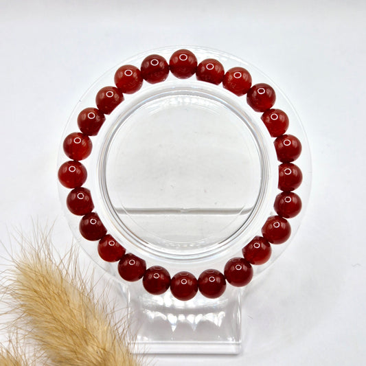 Edelsteen armband met 8mm ronde kralen - Strawberry Quartz