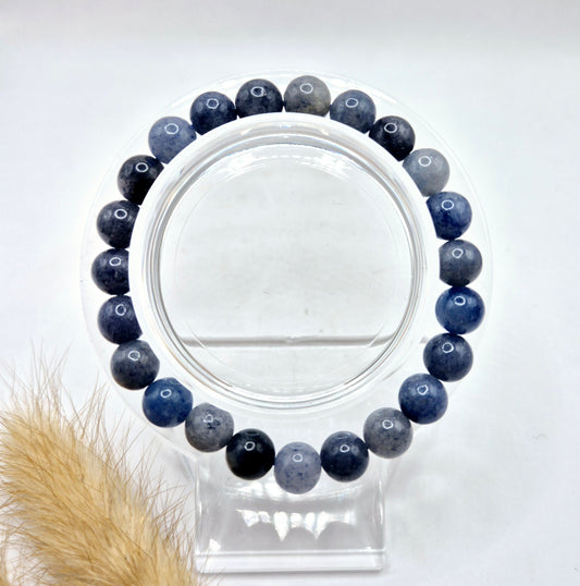 Edelsteen armband met 8mm ronde kralen - Blauwe Aventurijn