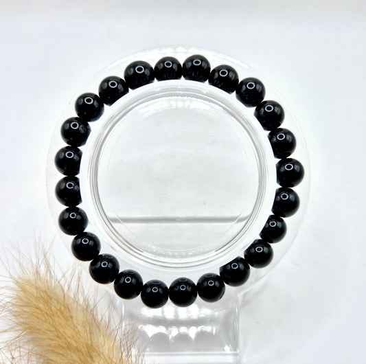 Edelsteen armband met 8mm ronde kralen - Obsidiaan / Obsidian