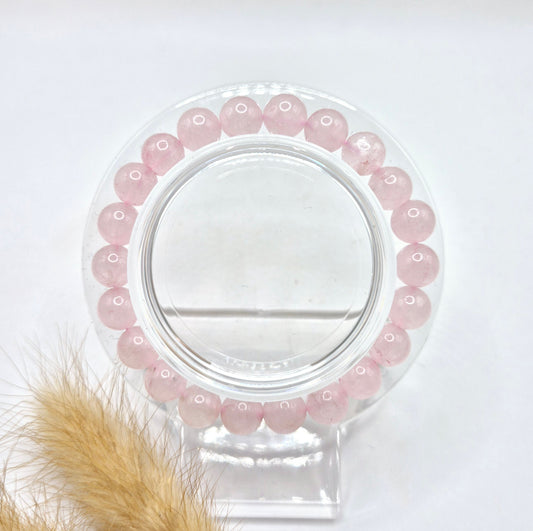 Edelsteen armband met 8mm ronde kralen - Rozenkwarts