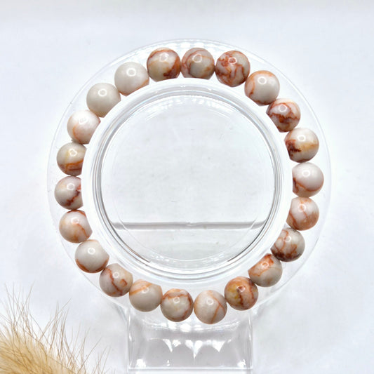 Edelsteen armband met 8mm ronde kralen - Red Net Stone