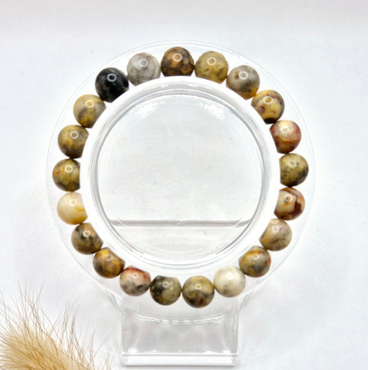 Edelsteen armband met 8mm ronde kralen - Crazy Agate