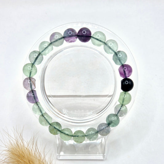 Edelsteen armband met 8mm ronde kralen - Fluoriet / Fluorite