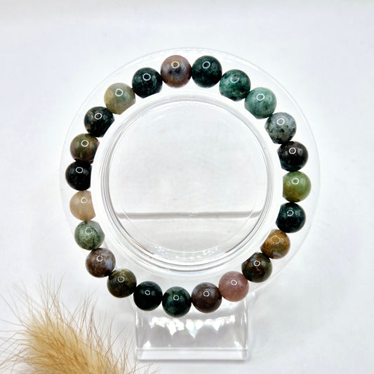 Edelsteen armband met 8mm ronde kralen - Indian Agate