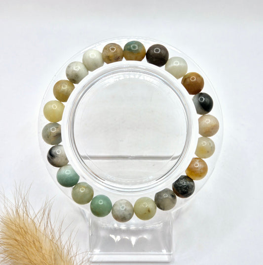 Edelsteen armband met 8mm ronde kralen - Morganite