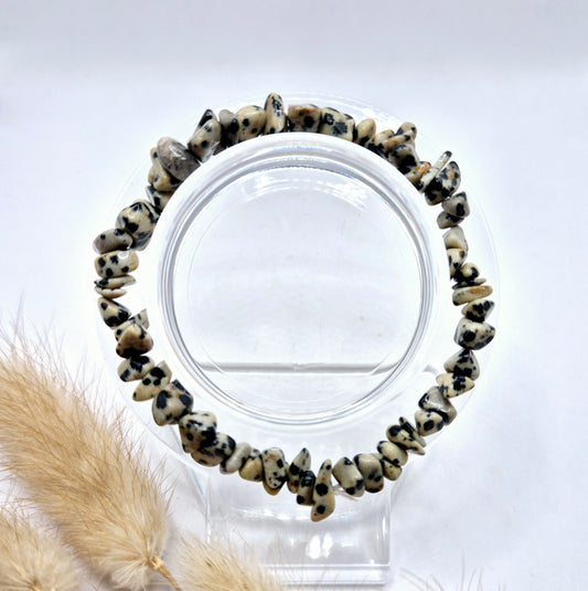 Dalmatian Jaspis Edelsteen Chips Armband - 19 cm