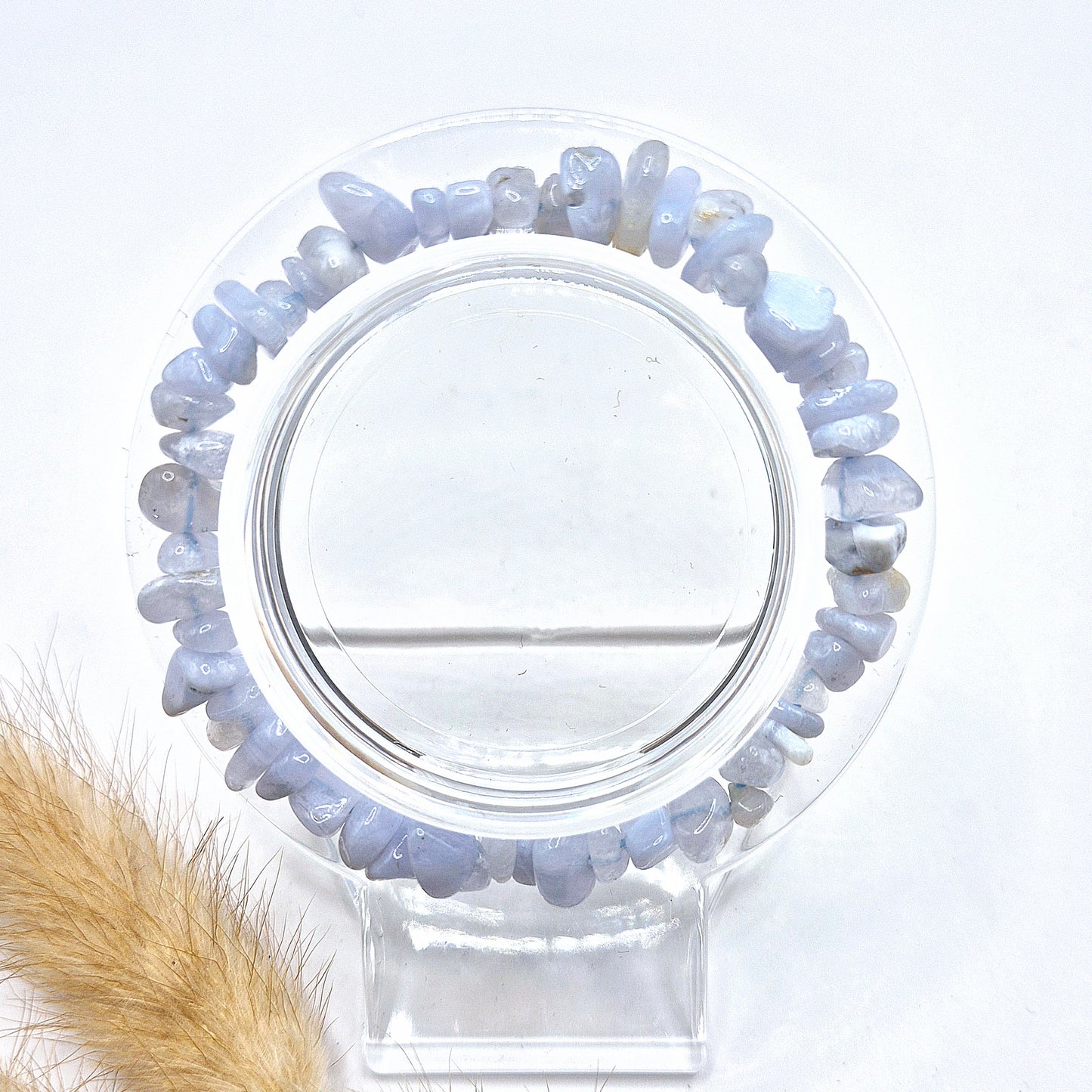 Crystal Gemstone Blue Lace Agate Chips Bracelet - 19 cm (Blue Chalcedony)