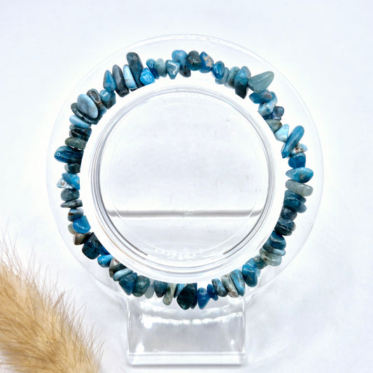 Blauwe Apatiet Edelsteen Chips Armband - 19 cm (Blue Apatite)