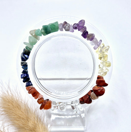 Spirituele Chakra Edelsteen Chips Armband – Balans, Energie & Innerlijke Harmonie