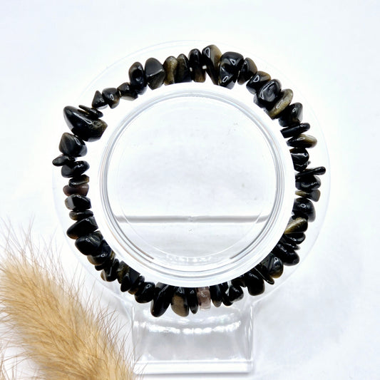 Golden Obsidian Edelsteen Chips Armband – Bescherming, Inzicht & Zelfreflectie