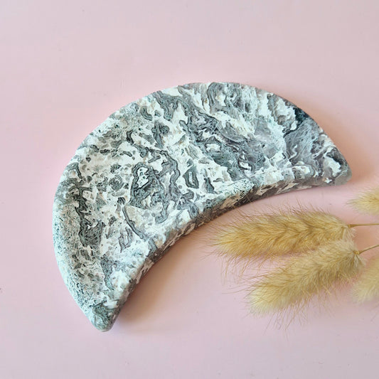 Druzy Mosagaat Maanvormige Edelsteen Schaal – ca. 15cm #1