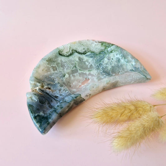 Druzy Mosagaat Maanvormige Edelsteen Schaal – ca. 15cm #2
